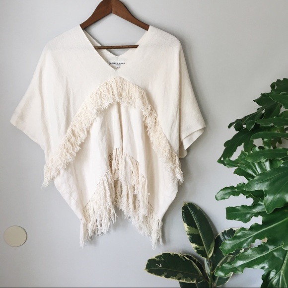 Apiece Apart Tops - Apiece Apart Fringe Poncho Boho Cream Top
